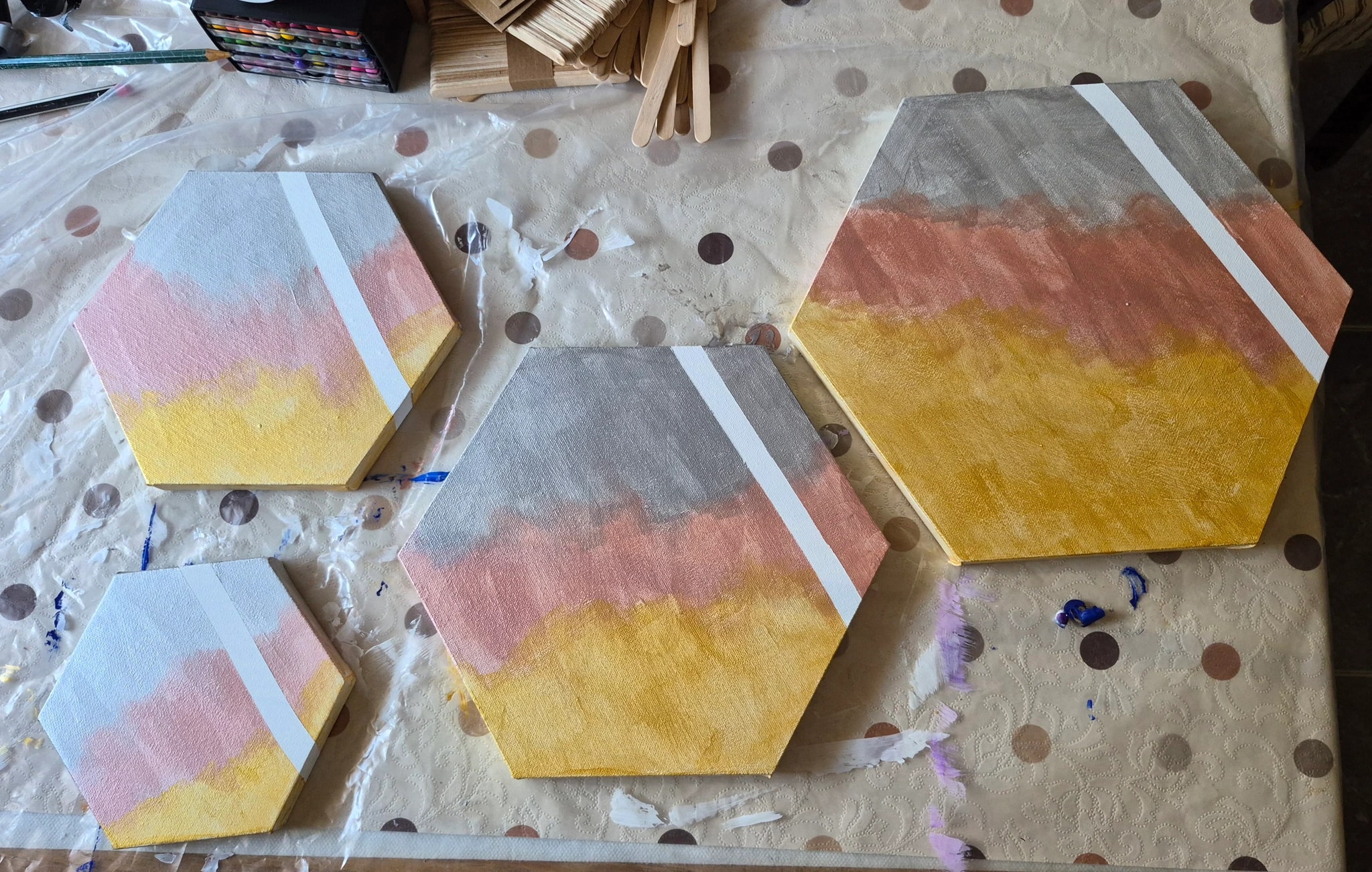 4 Metallic hexagons