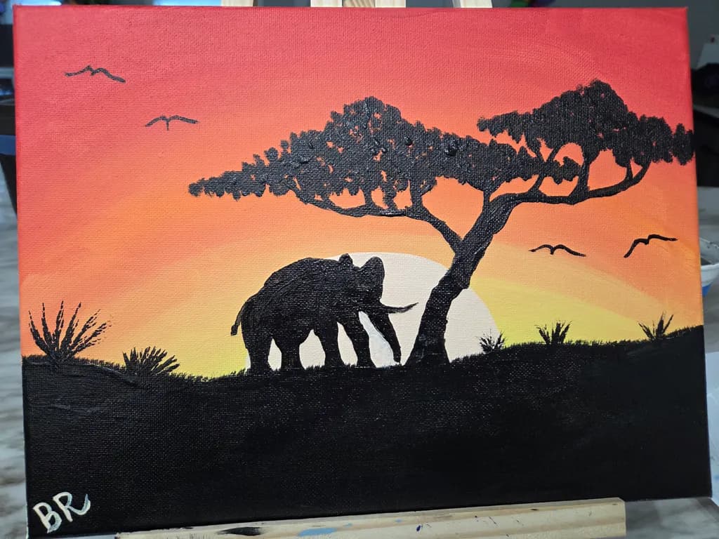 Elephant Savanna Sunset