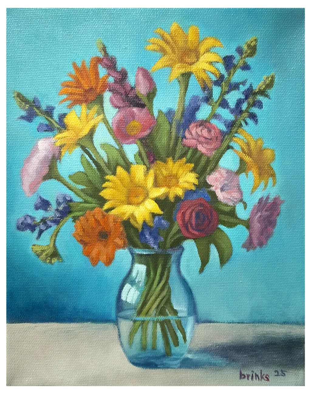 Colorful Flowers in Glass