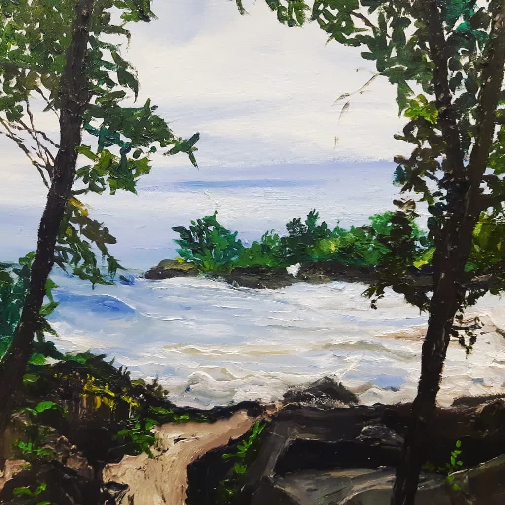 Tree-Framed Beach Waves