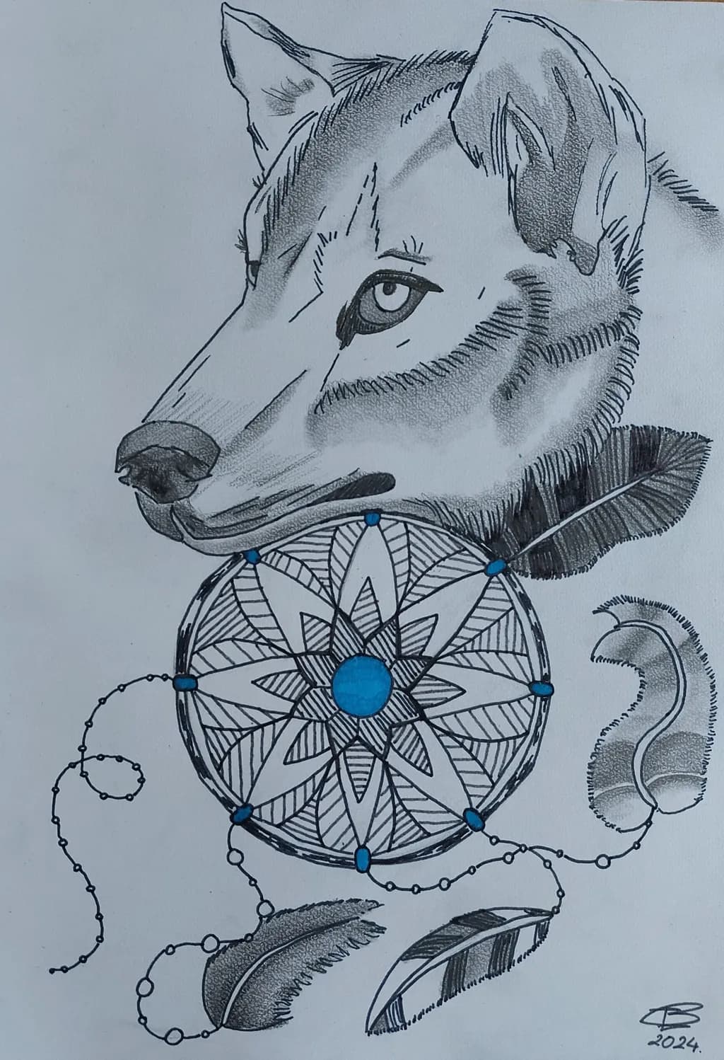 Blue Wolf Dreamcatcher