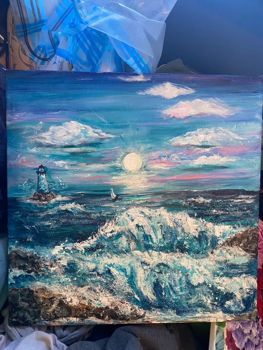 Lighthouse Over Waves