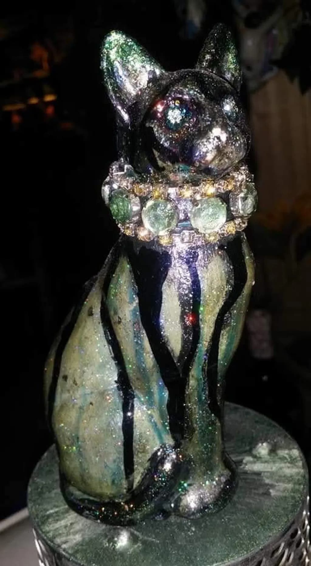 Jeweled Cat Sculpture