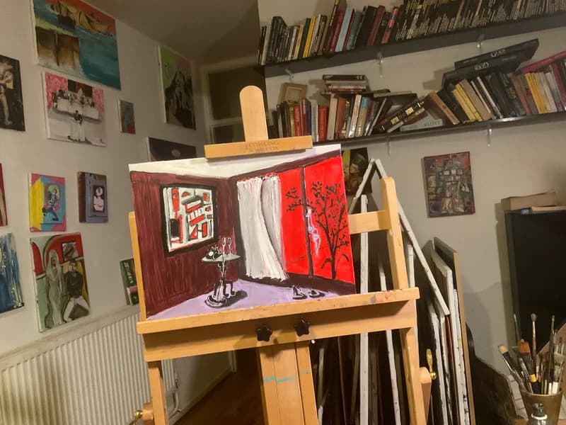 My studio is in my flat, in Camberwell. It can be visited by booking an appointment on my website www.albertopavanart.com