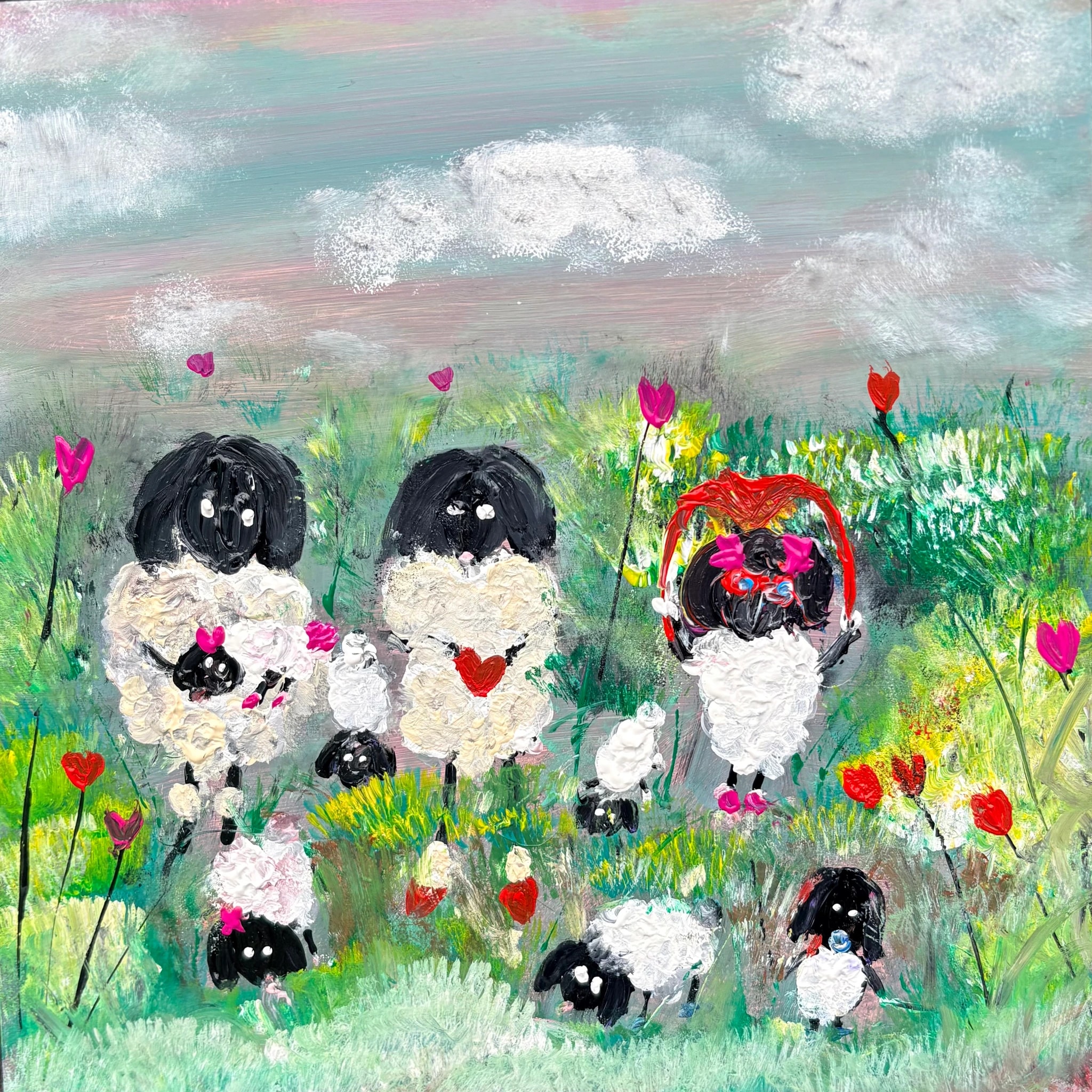 Sheep Among Wildflowers