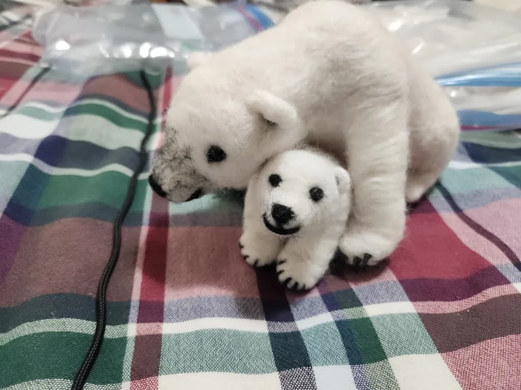 Felted Polar Bear Family