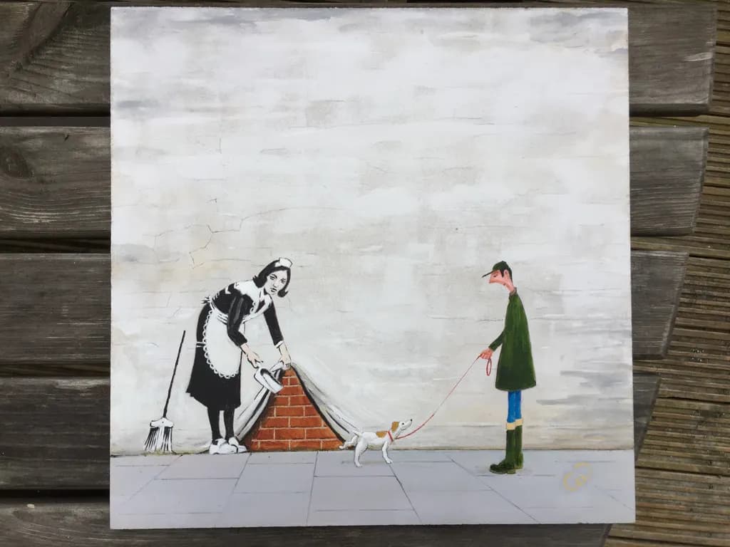 Maid and Passing Dog