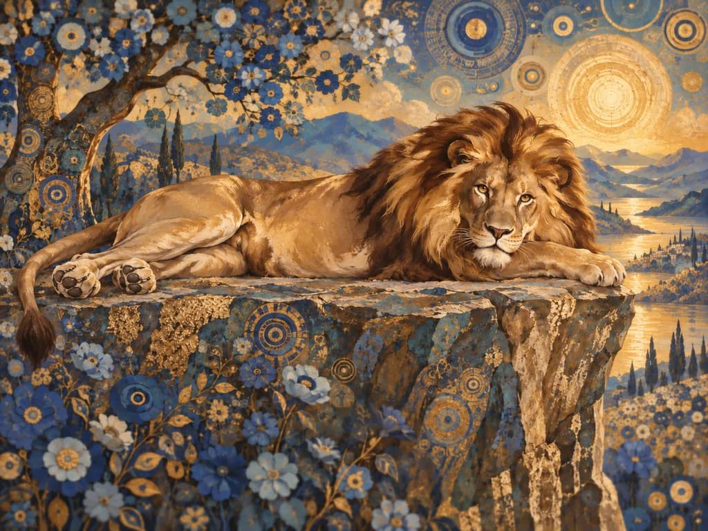 Gilded Floral Lion