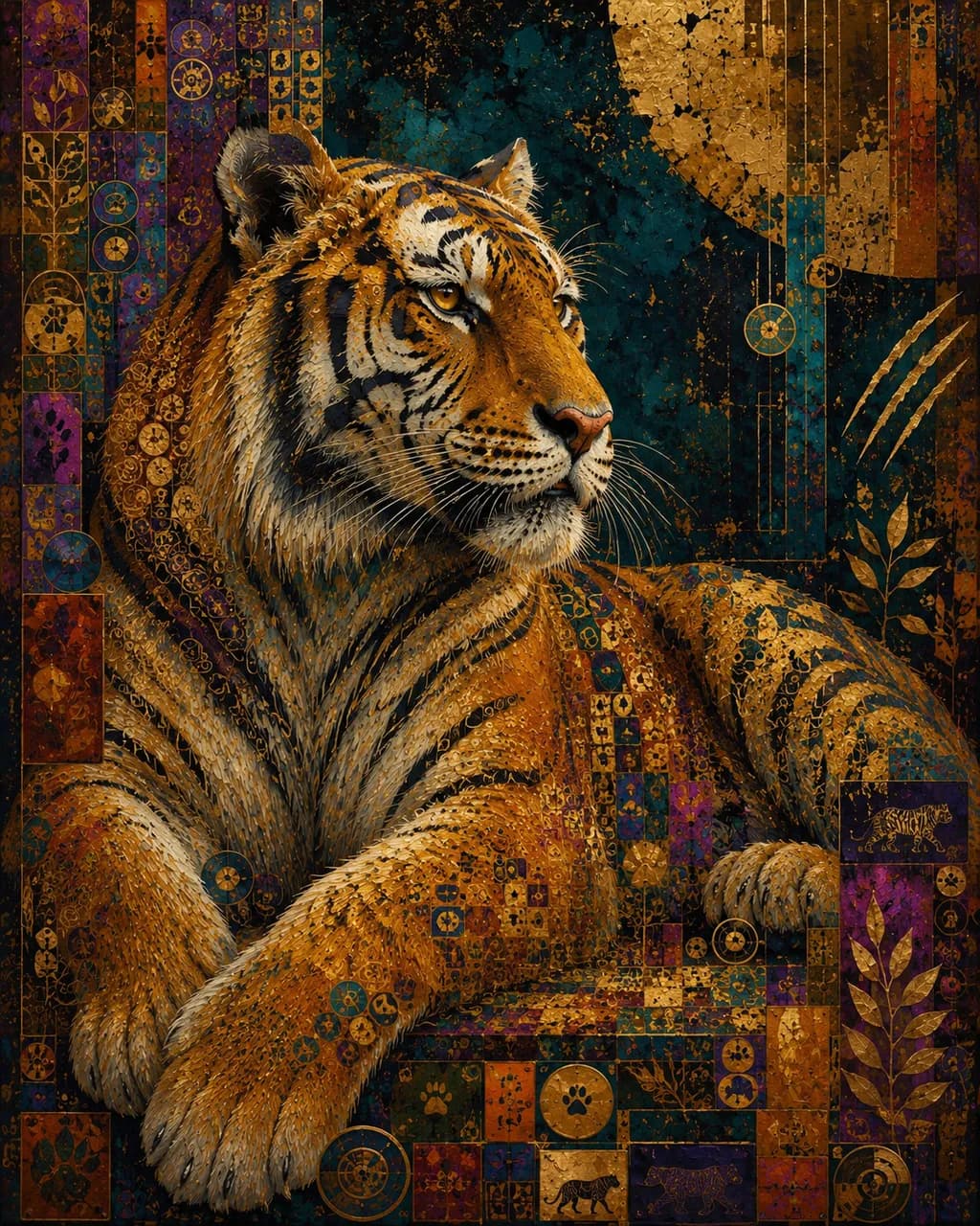 Gilded Tiger Mosaic