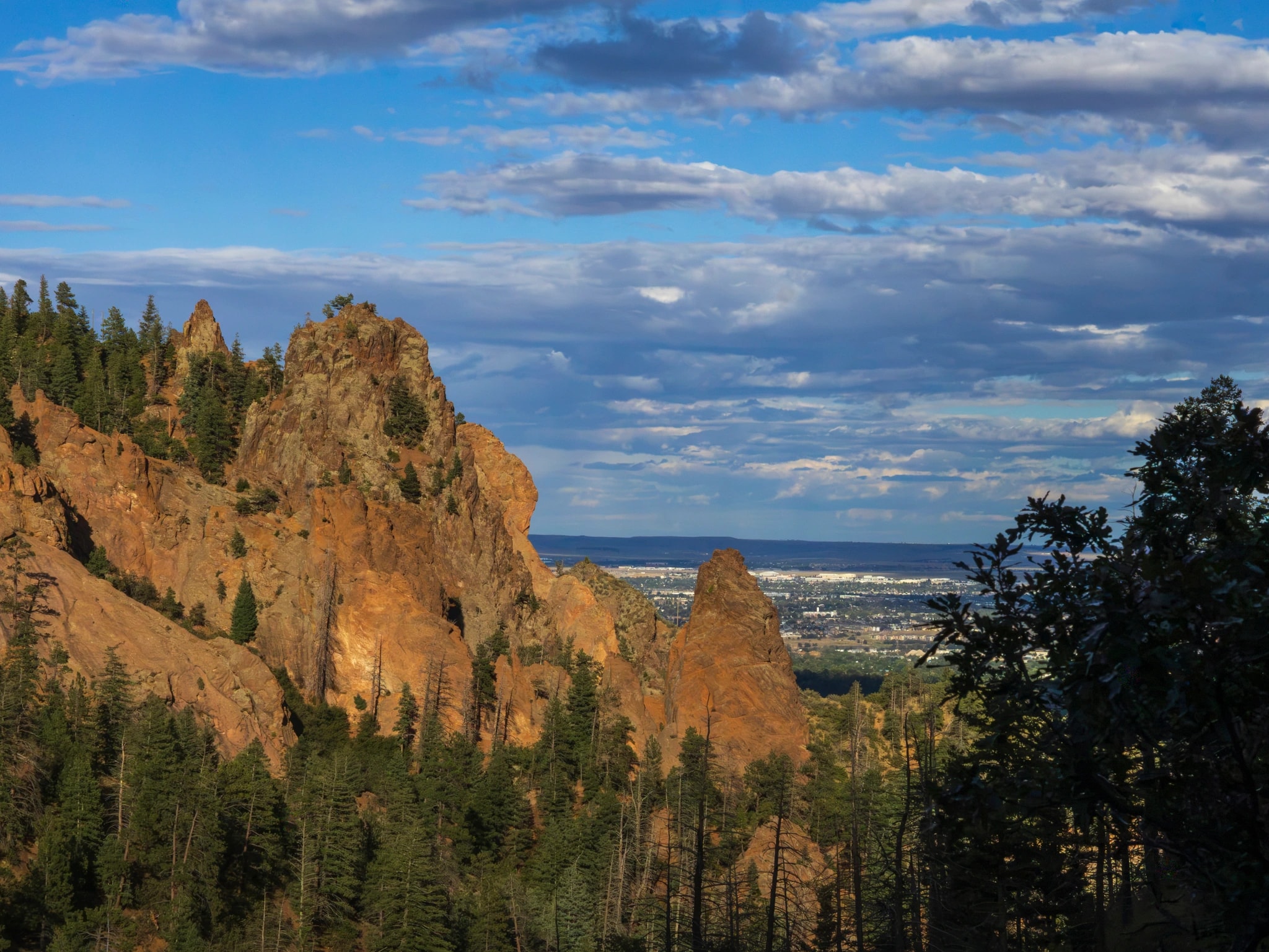 Sunlit Rock Spires