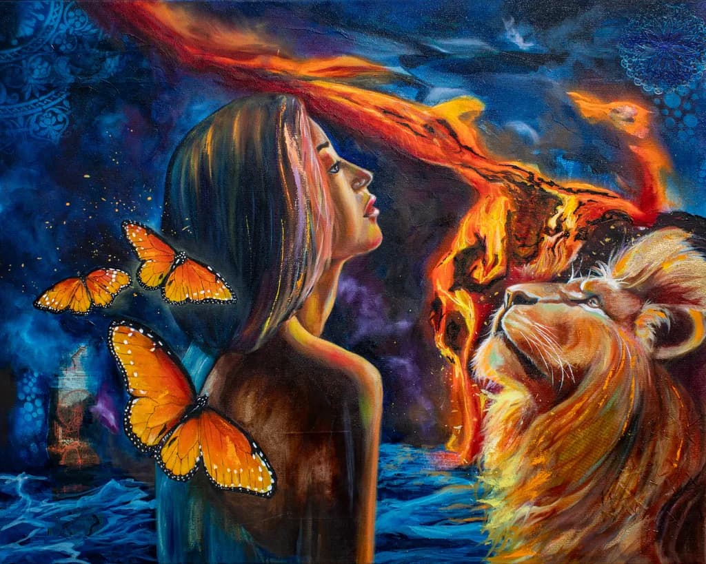 Lion and Butterflies