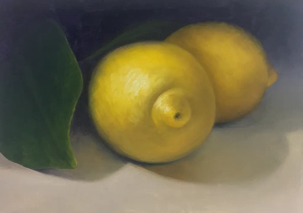 Yellow Lemons with Leaf