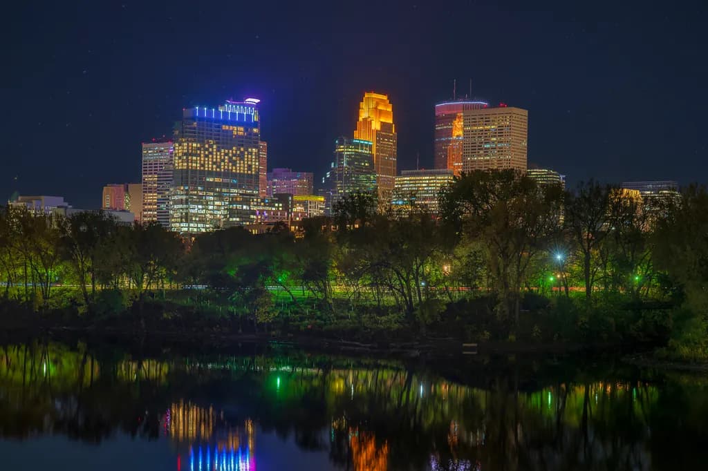 Downtown Nights – Minneapolis Skyline Reflections