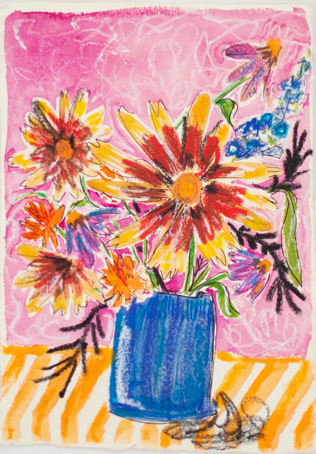 Flowers for Friends #35: Never Pick the Bluebonnets (Texas Homesick) | Original Mixed-Media Floral Painting