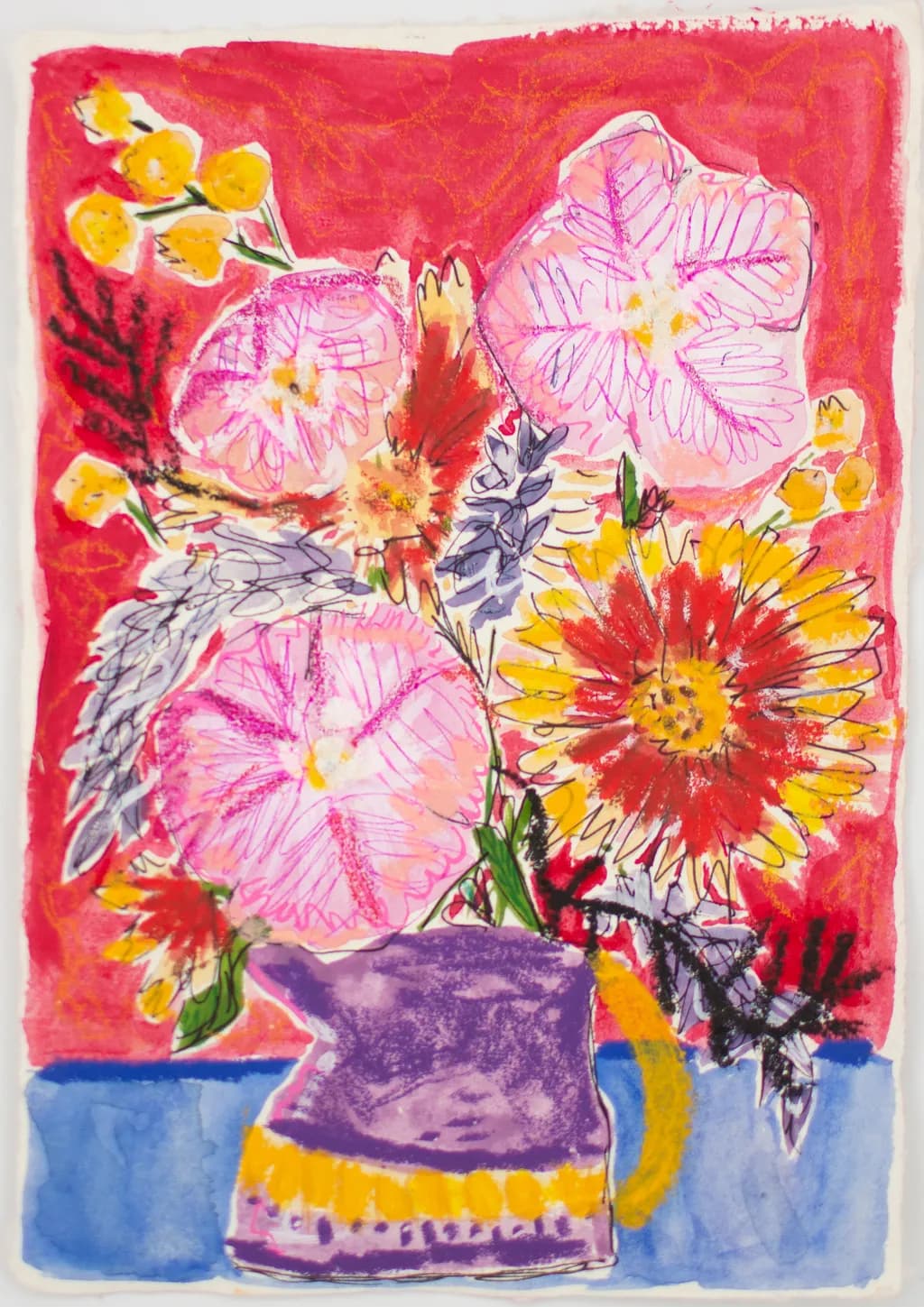 Flowers for Friends #29: The Story of the Indian Blanket (Texas Homesick) | Original Mixed-Media Floral Painting