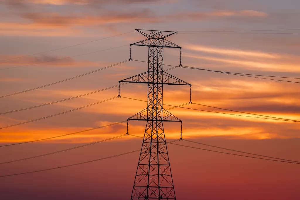 Power Lines at Dusk - Vibrant Sunset Art Print