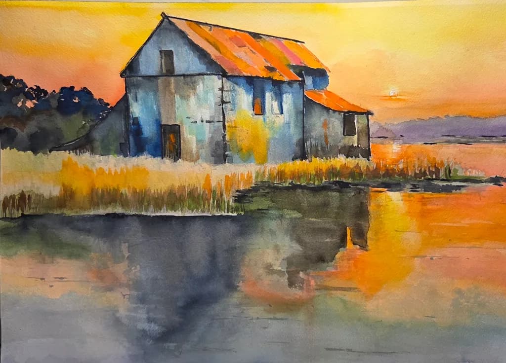 Dreaming Barn at Sunset