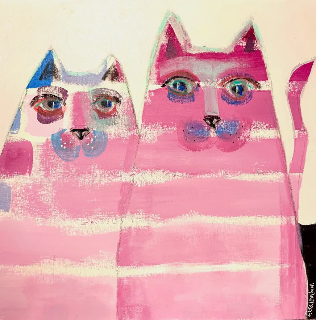 Purrfectly Pink Companions: A Playful Portrait of Feline Friendship
