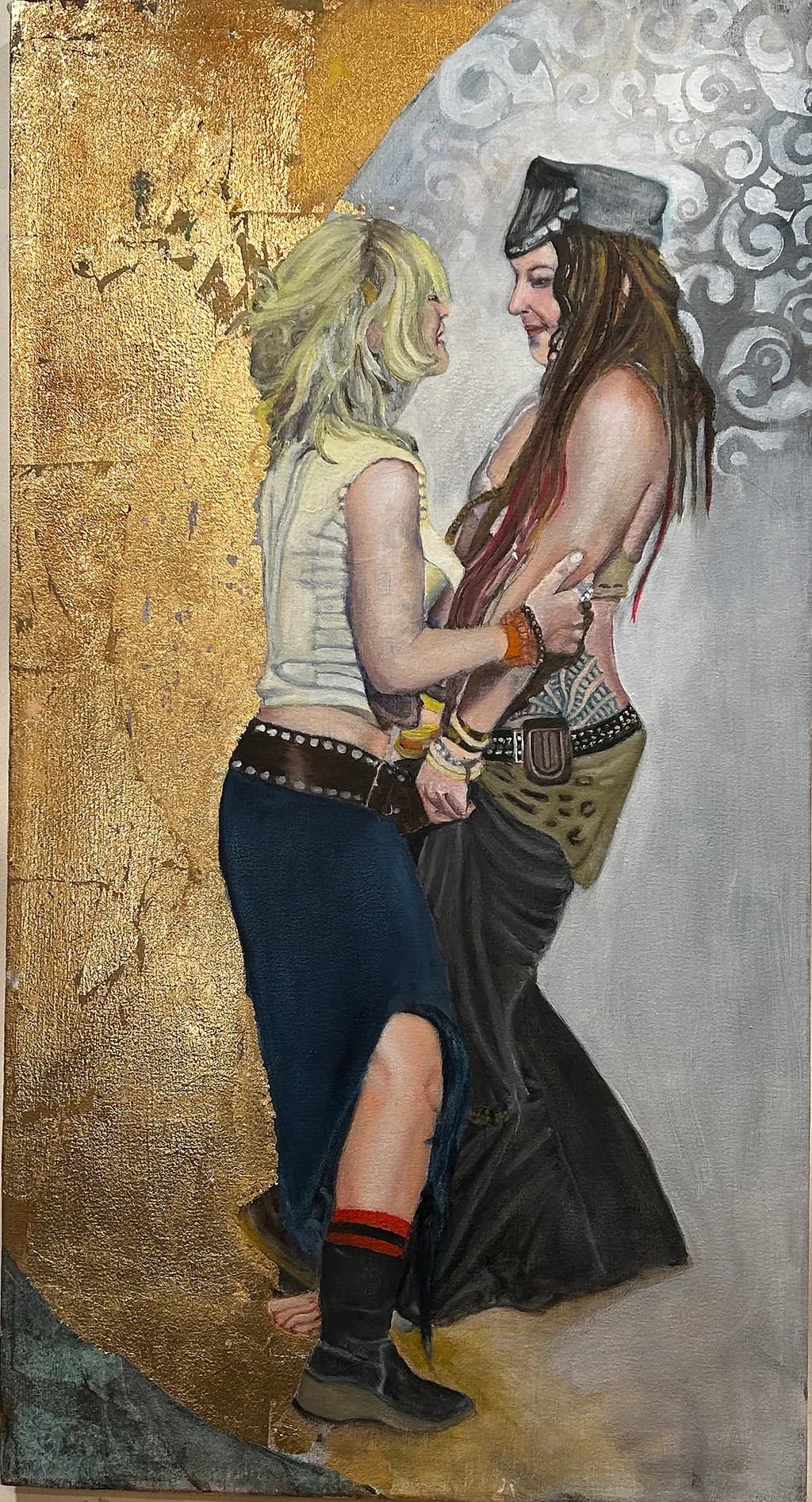 Whispers of Connection: A Dance of Two Souls in Gold and Shadow