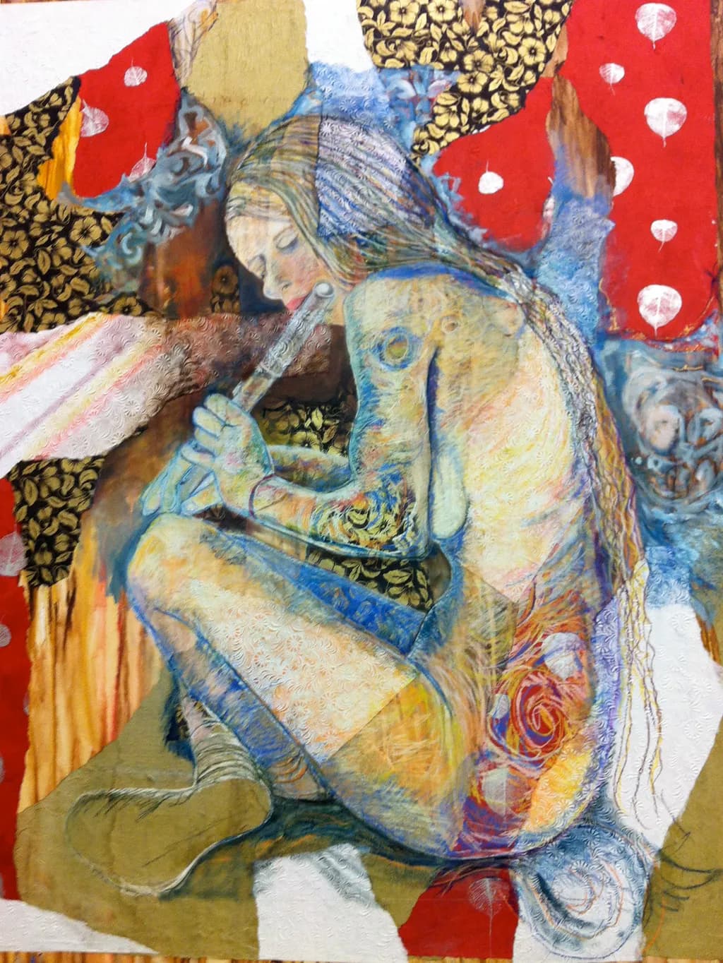 Whispers of Color: A Melodic Embrace in Mixed Media