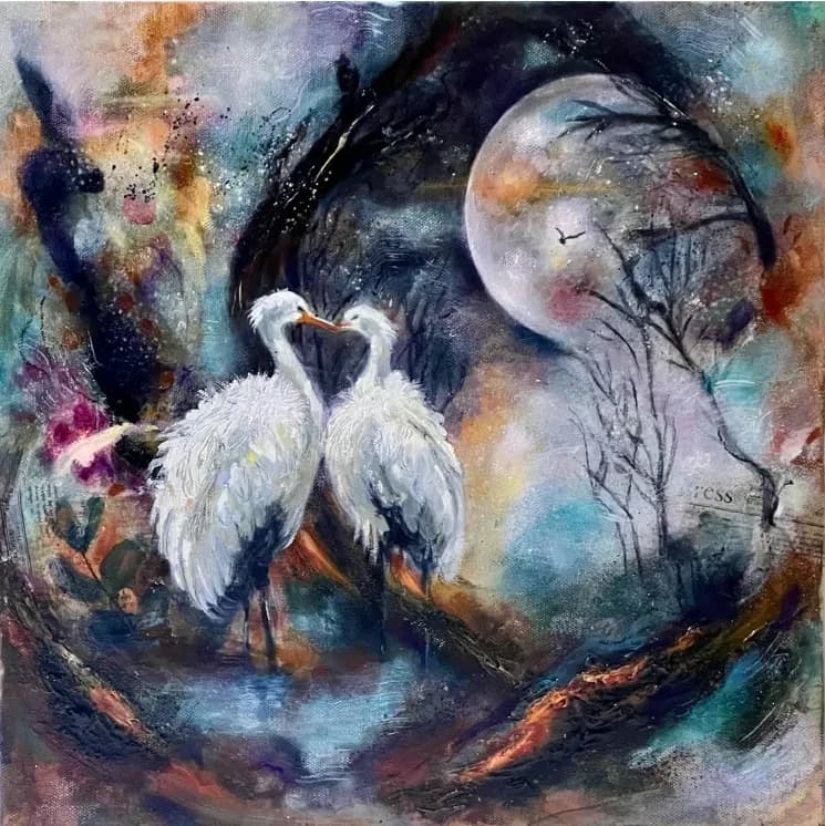 Whispers of Love Under the Moonlight: A Serene Embrace of Elegance and Nature
