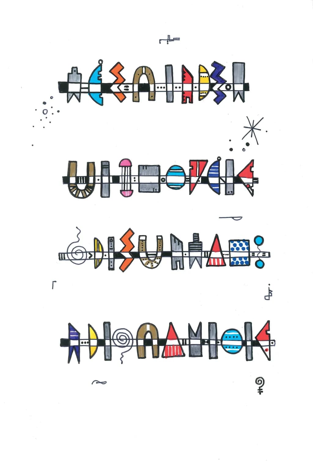 Vibrant Geometric Harmony: An Abstract Exploration of Colorful Typography