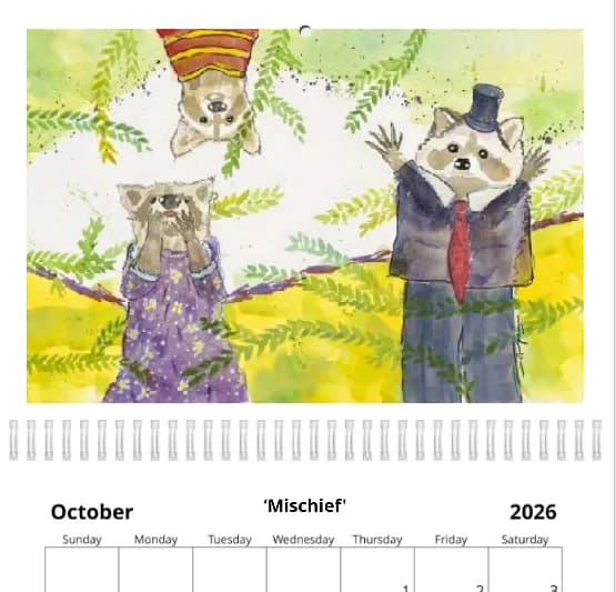 Whimsical Revelry: Embrace the Playful Spirit of "Mischief" with Charming Raccoons in Nature's Embrace