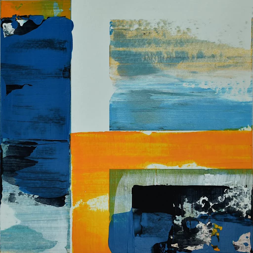 Geometric Composition Orange Blue