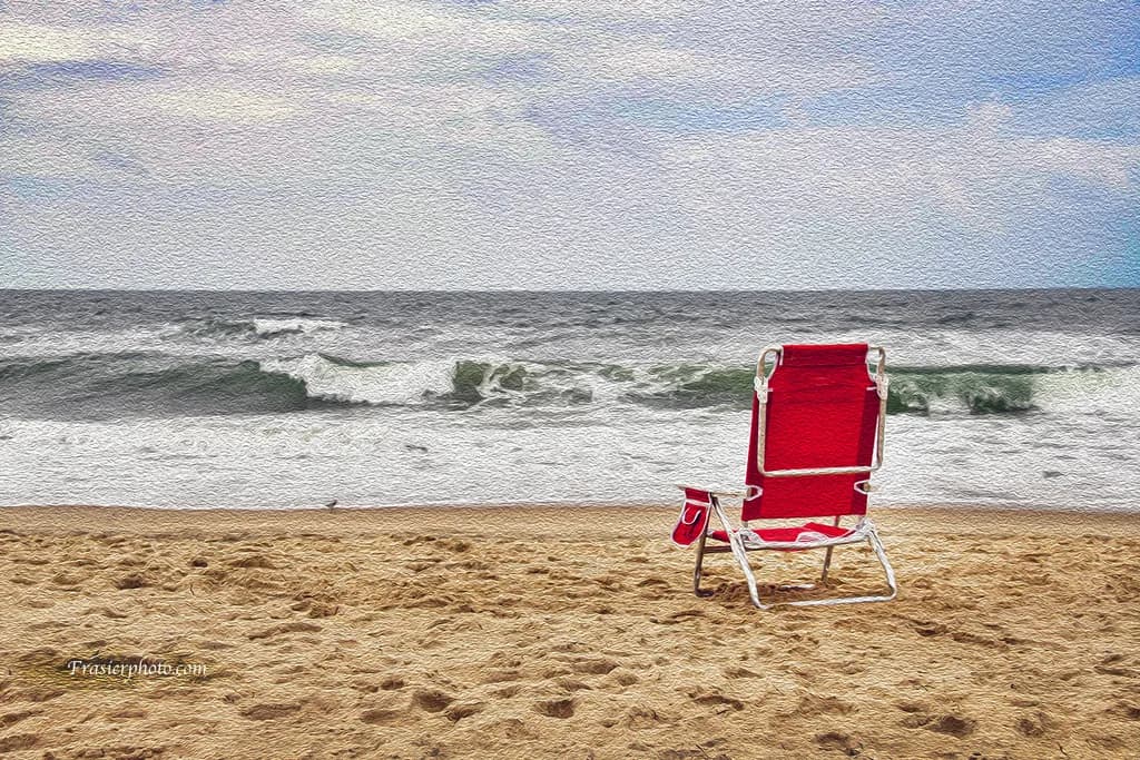 Red Chair on Shore