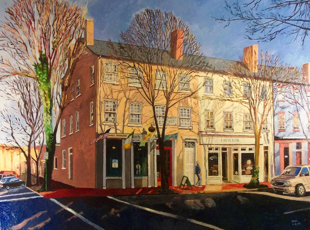 Charming Streetscape: A Vibrant Portrait of Urban Life in Autumn