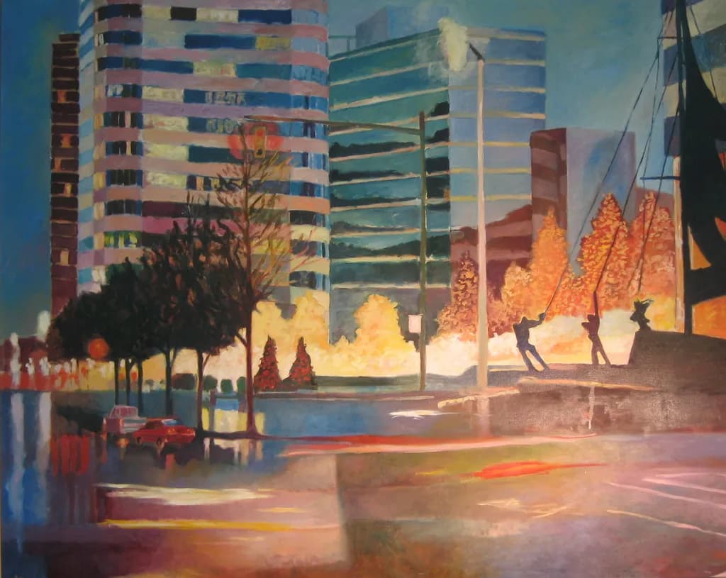Urban Reflections: A Vibrant Evening in the Cityscape