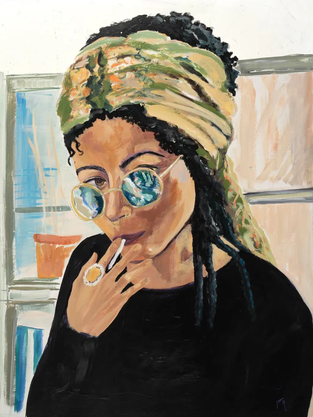 Mystique in Reflection: A Portrait of Contemplation and Style