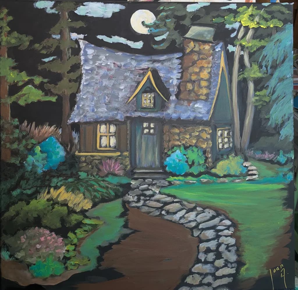 Moonlit Cottage Pathway