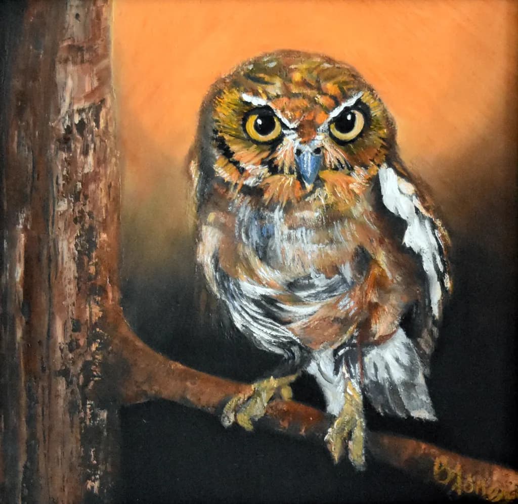 Whimsical Watcher: The Enigmatic Owl in Warm Hues