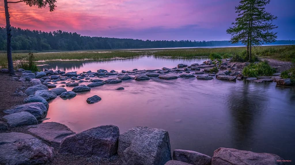 August Dawn Lake Reflection