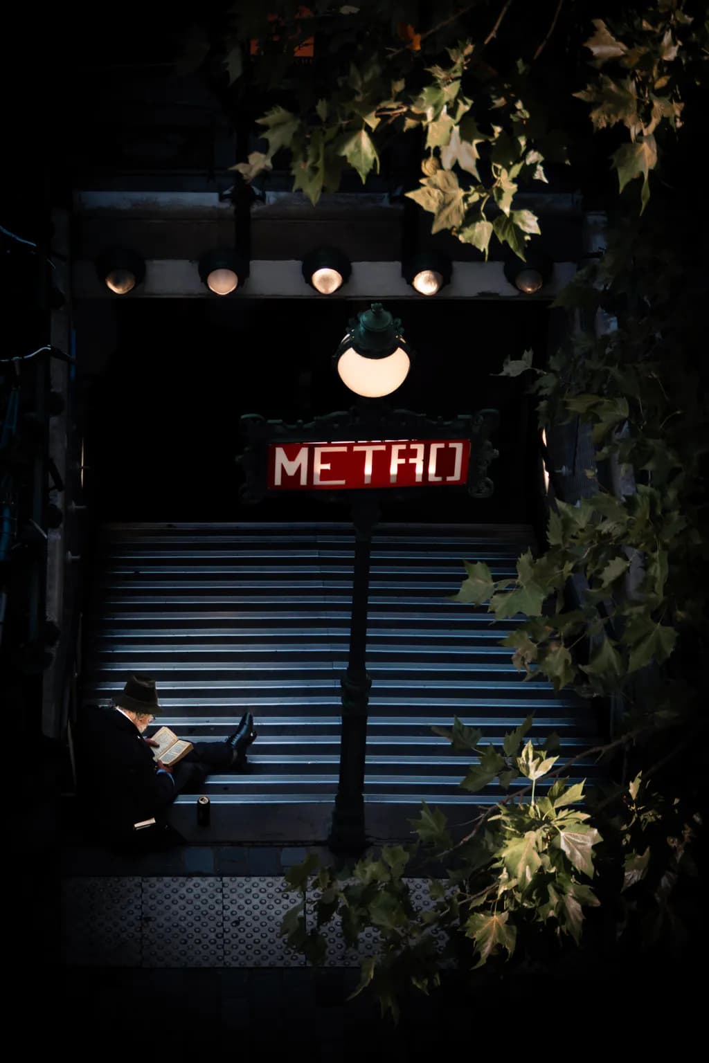 Urban Solitude: A Nighttime Reading Escape at the Metro Steps
