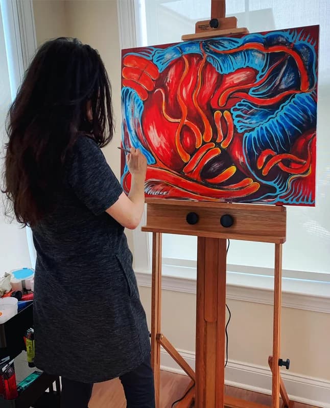 Starting a new painting in my parents sunroom during 2020 lockdown