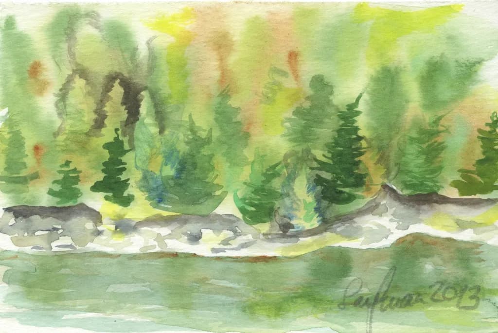 Whispers of the Forest: A Serene Watercolor Landscape