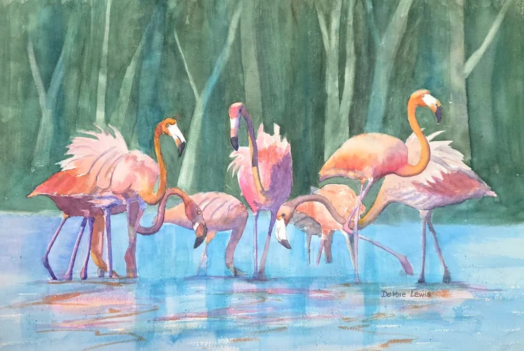 Tropical Flamingo Reflections