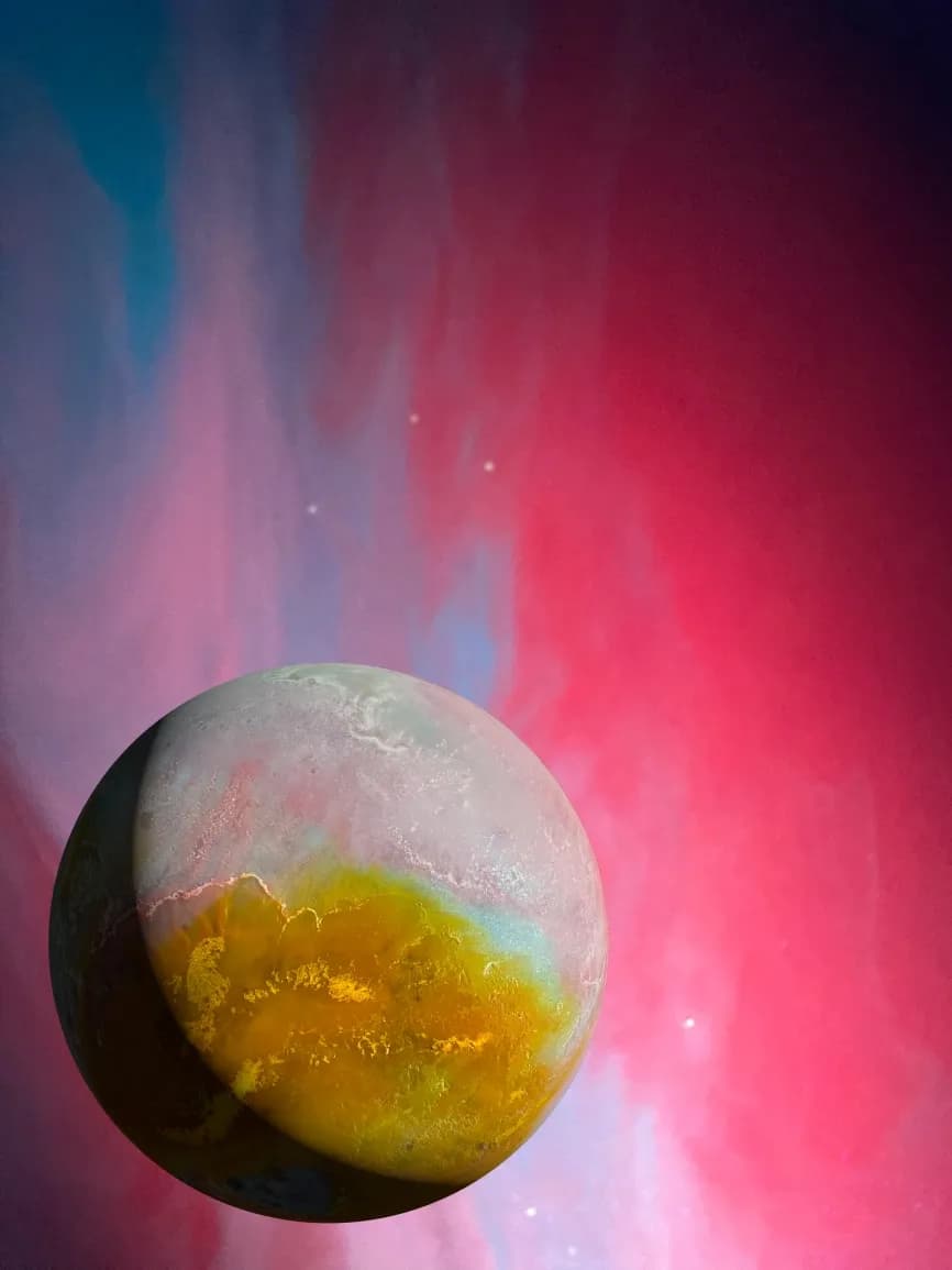Celestial Harmony: A Vibrant Planet Amidst Cosmic Dreams
