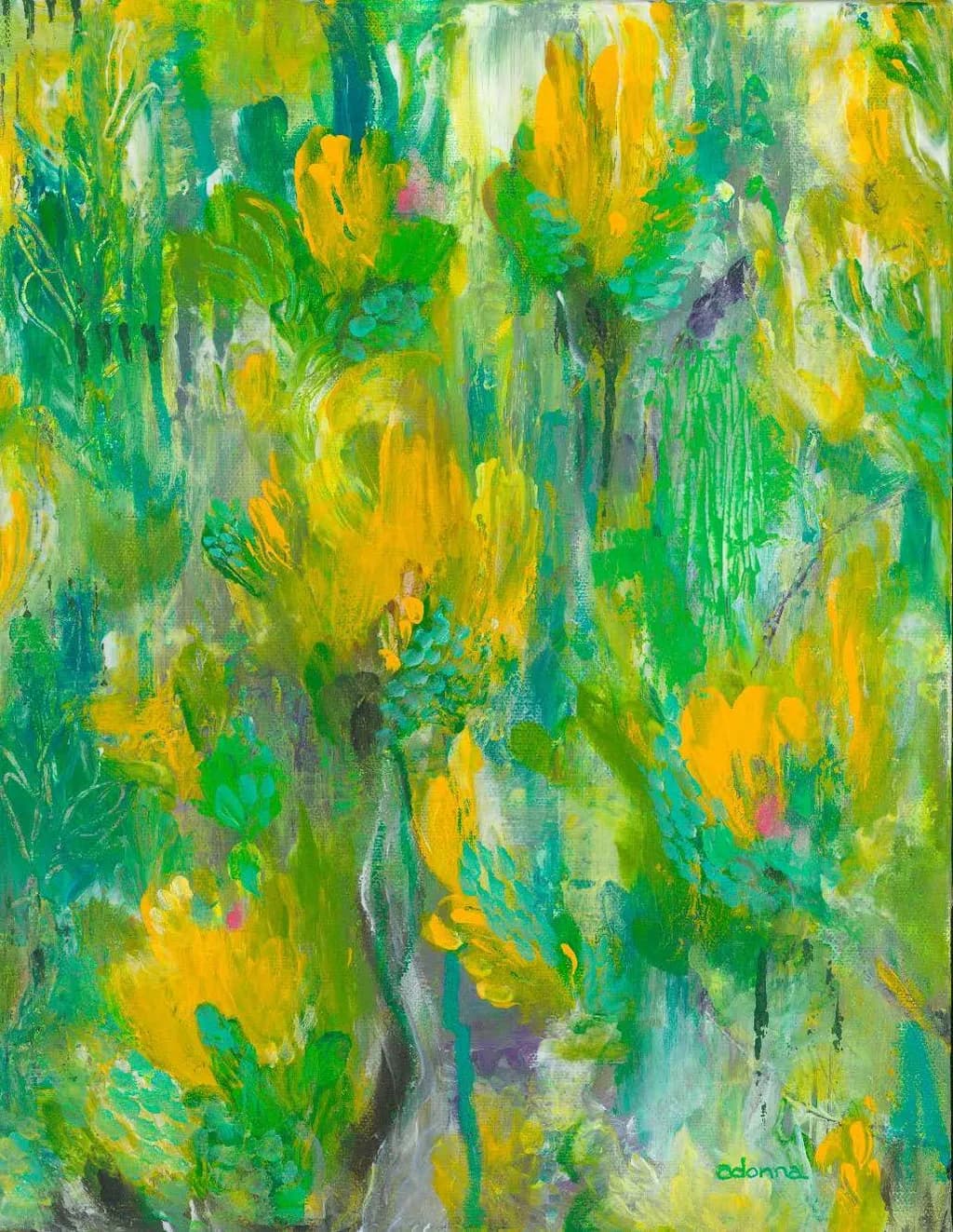 Vibrant Floral Whispers: A Dance of Green and Yellow Textures