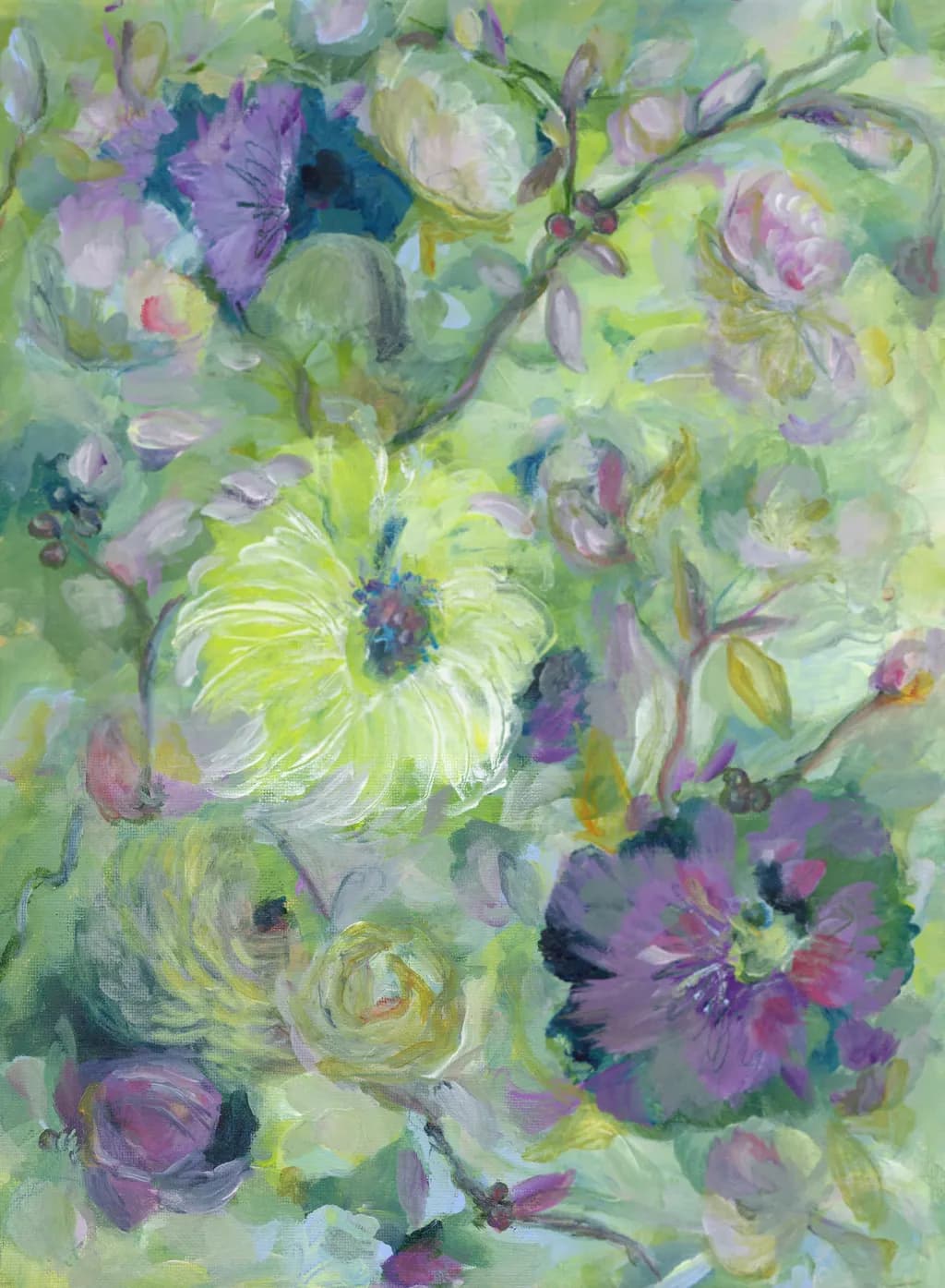 Whimsical Blooms: A Soft Dance of Colorful Florals in Abstract Harmony