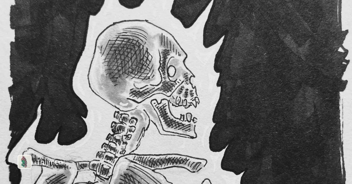 Ethereal Anatomy: A Monochrome Skeleton in Shadowed Silence