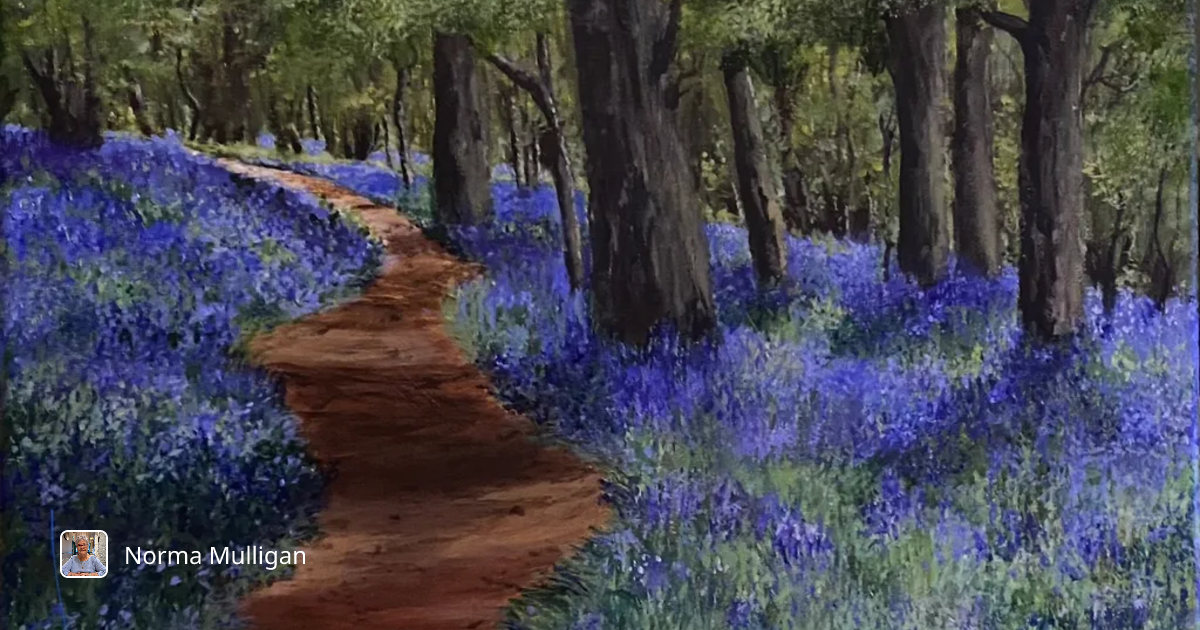 Whispers of Blue: A Serene Path Through a Flowering Forest by Norma ...